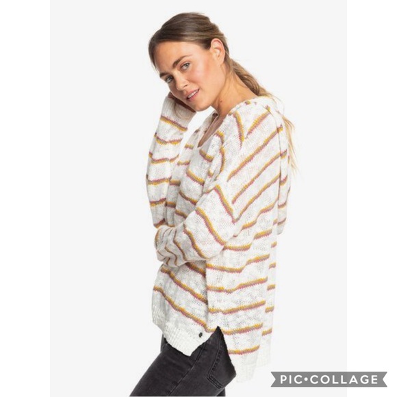 Roxy Sandy Bay Beach Knitted Hooded Poncho - Picture 2 of 10